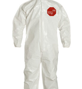 DuPont 2X White Tychem 4000, 12 mil Chemical Protective Coveralls With Hood, Elastic Wrists And Ankles