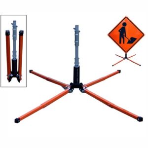 Dicke Safety Products 7" X 7" X 27" Silver Steel UniFlex Roll-Up Sign Stand