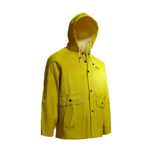 DUNLOP PROTECTIVE FOOTWEAR YELLOW WEBTEX .65 MM POLYESTERPVC RAIN JACKET WITH ATTACHED HOOD