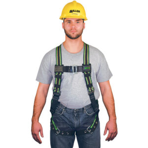 Honeywell Miller DuraFlex Harness w/ Friction Buckle Shoulder & Tongue Buckle Leg Straps, Universal, Lime/Black, 1/Each