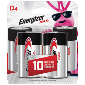 Energizer Max Alkaline D Batteries, 4/Pkg