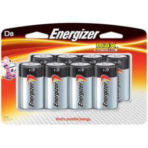 Energizer Max Alkaline D Batteries, Hanging Card, 8/Pkg