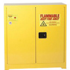Eagle 30 Gallon Yellow 18 Gauge Steel Safety Storage Cabinet With (2) Sliding Self-Closing Doors, (1) Shelf, (2) Vents, Warning Labels And 3-Point Latch System (For Flammable Liquids)
