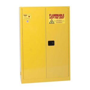 Eagle 45 Gallon Yellow 18 Gauge Steel Safety Storage Cabinet With (2) Self-Closing Doors, (2) Shelves, (2) Vents And 3-Point Latch System (For Flammable Liquids)