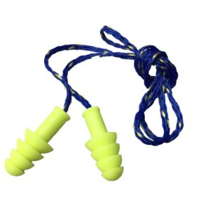 ENCORE YELLOW REUSABLE TPR EAR PLUGS, YELLOW/BLUE TEXTILE CORD, NRR 27 DB, 100 PR/BOX,