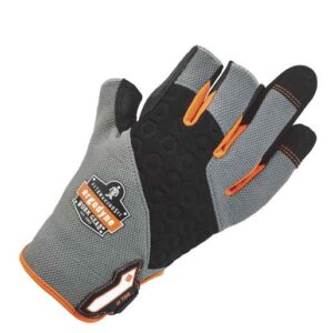 ERGODYNE HI-VIZ PROFLEX NEOPRENE AND ARMORTEX AND TENA-GRIP THREE OPEN FINGER MECHANICS GLOVES WITH HOOK AND LOOP CUFF