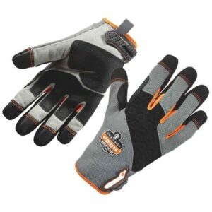 ERGODYNE BLACKGRAYORANGE PROFLEX TENA-GRIP FULL FINGER MECHANICS GLOVES WITH HOOK AND LOOP CUFF