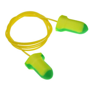 Radians Deterrent 32 Disposable Foam Earplugs, Corded, Yellow/Green, 100/Box