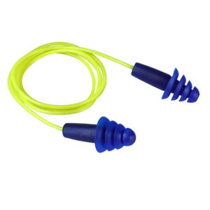 Radians Resistor II Reusable Flanged Earplugs, Corded, Blue, 100/Box