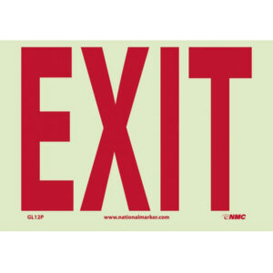 NMC Exit Sign (6-hr Glow), Polyester, 7" x 10", 1/Each