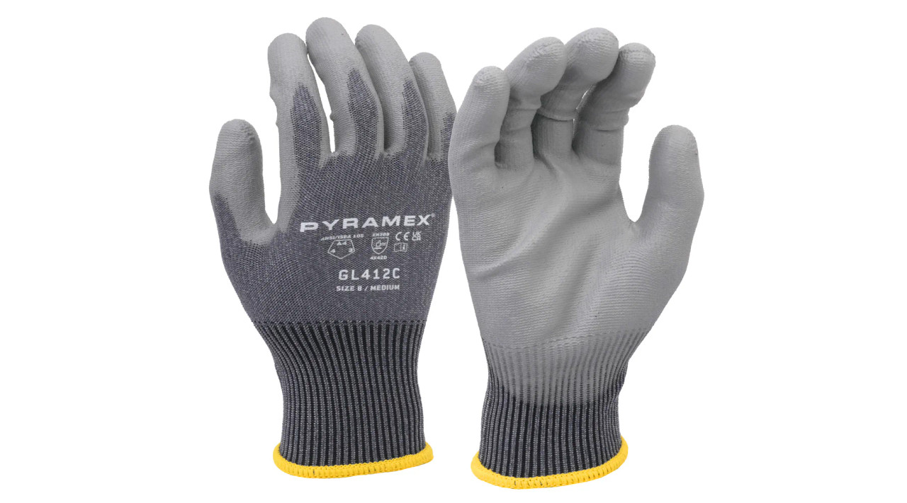 Cut Resistant Dipped Glove, Polyurethane, ANSI A4,