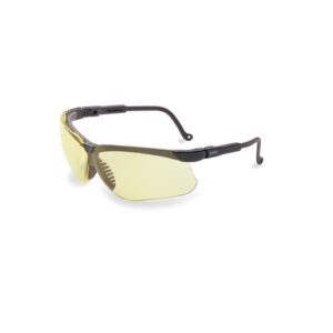 Honeywell Uvex Genesis Wrap-Around Uni-Lens Black Safety Glasses With Amber Polycarbonate Ultra-dura Anti-ScratchHard Coat Lens