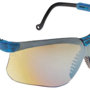 Uvex by Honeywell Genesis Safety Glasses With Blue Nylon Frame And Gold Mirror Polycarbonate Ultra-dura Anti-Scratch Hard Coat Lens