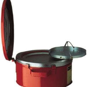 Justrite 1 Gallon Red Galvanized Steel Safety Bench Can With 7-12" Dasher Plate And Wire Basket