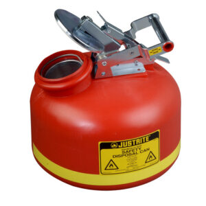 Justrite 2 Gallon Translucent Red HDPE Liquid Disposal Can With Stainless Steel Hardware (For Flammables and Corrosives)