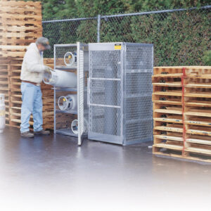 Justrite Pressurized Gas Cylinder Locker, Vertical, 65"H x 30"W x 32"D, Gray, 1/Each