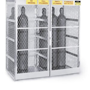 Justrite Pressurized Gas Cylinder Locker, Vertical, 65"H x 60"W x 32"D, Gray, 1/Each
