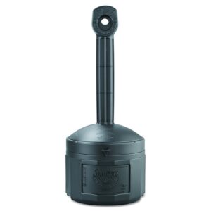 Justrite 16 12" X 38 12" Deco Black Smokers Cease-Fire Polyethylene Cigarette Butt Receptacle