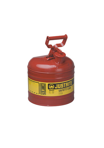 Justrite Type I Safety Can, 2 gal, Red, 1/Each