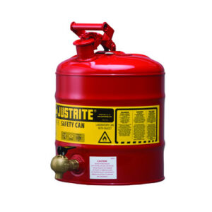 Justrite 5 Gallon Red Galvanized Steel Type | Laboratory Safety Shelf Can With Stainless Steel Flame Arrester And 08540 Bottom Faucet