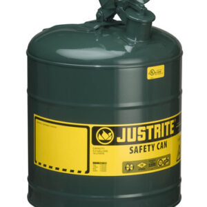 Justrite 5 Gallon Green Galvanized Steel Type | Safety Can With 3 12" Stainless Steel Flame Arrester And Self-Closing Lid (For Oils)