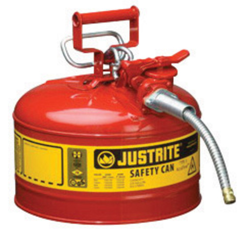 Justrite Type II Safety Can, 2.5 gal, 1" Hose, Red, 1/Each