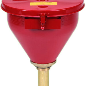 Justrite 2.6 Gallon Red Galvanized Steel Large Safety Drum Funnel With Self-Closing Cover And 6" Flame Arrester (For Flammables)