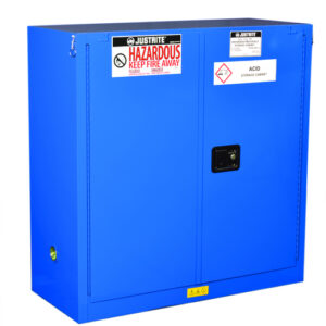 Justrite Sure-Grip EX Hazardous Material Safety Cabinet, 30 gal, 1 Shelf, 44"H x 43"W x 18"D, Blue, 1/Each