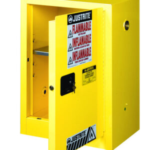 Justrite Sure-Grip EX Compac Cabinet, 12 gal, 35"H x 23 1/4"W x 18"D, FM Approved, Yellow, 1/Each