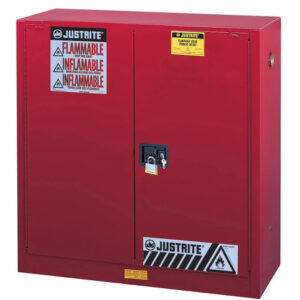 Justrite Sure-Grip EX Class III Combustibles Storage Cabinet, Self-Closing Doors, IFC, Red, 1/Each