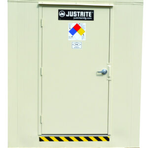 Justrite 71 Gallon Bone Heavy Gauge Steel 4-Hour Fire-Rated 4-Drum Outdoor Safety Locker With (1) Self Closing Door (For Flammables And Combustibles)