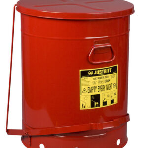 Justrite 21 Gallon Red Galvanized Steel Oily Waste Can With Foot Lever Opening Device
