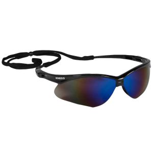 V30 Nemesis, Safety Glasses, Blue Mirror, Polycarbonate Lens, Mirror, Black Frame/Temple, Nylon,