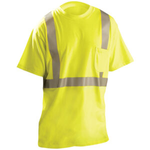 OccuNomix Classic Flame Resistant Short Sleeve T-Shirt, Large, Hi-Vis Yellow, 1/Each