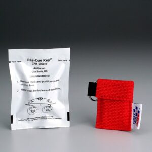 Ambu Res-Cue Key CPR Face Shield w/ One-Way Valve & Red Nylon Pouch, 1/Each