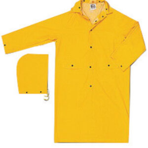 MCR SAFETY SIZE YELLOW 49" CLASSIC .35 MM POLYESTER AND PVC 2-PIECE COAT WITH DETACHABLE HOOD