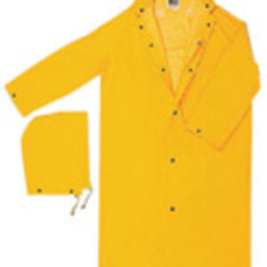 MCR SAFETY SIZE YELLOW 49" CLASSIC PLUS .35 MM POLYESTER AND PVC 2-PIECE COAT WITH DETACHABLE HOOD AND CORDUROY COLLAR