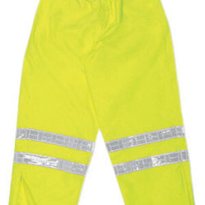 MCR SAFETY FLUORESCENT LIME LUMINATOR POLYESTER AND POLYURETHANE PANTS WITH HI VIZ STRIPES, ELASTIC AND DRAWSTRING WAIST