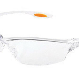 Crews Law 2 Safety Glasses With Clear Nylon Frame, Clear Polycarbonate Duramass Anti-Scratch Lens And TPR Nose Pad And Orange Temple Sleeve