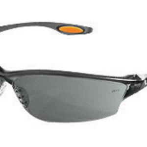 Crews Law 2 Safety Glasses With Smoke Nylon Frame, Gray Polycarbonate Duramass Anti-Fog Anti-Scratch Lens And TPR Nose Pad And Orange Temple Sleeve