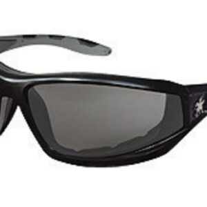 Crews Reaper Regular Safety Glasses With Black Polycarbonate Frame, Gray Polycarbonate Duramass Anti-Fog Anti-Scratch Lens And Gray Temple Sleeve And Removable Foam Gasket