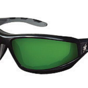 Crews Reaper Regular Safety Glasses With Black Polycarbonate Frame, Filter 3.0 Polycarbonate Duramass Anti-Scratch Lens And Gray Temple Sleeve And Removable Foam Gasket