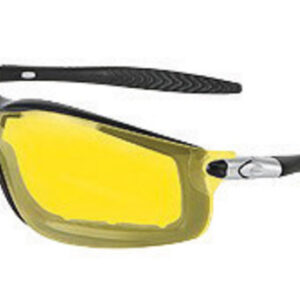 Crews Rattler Safety Glasses With Black Nylon Frame, Amber Polycarbonate Duramass Anti-Fog Anti-Scratch Lens And Adjustable Head Band