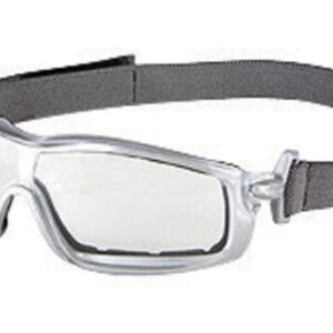 Crews Rattler Safety Glasses With Silver Nylon Frame, Clear Polycarbonate Duramass Anti-Fog Anti-Scratch Lens And Adjustable Head Band
