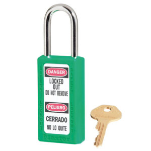 Master Lock Green Thermoplastic Zenex 6 Pin Tumbler Padlock Steel Shackle