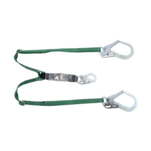 MSA V-Series Standard Energy Absorbing Lanyard, Twin Leg w/ 36CL Large Snap Hooks, 6'', Green, 1/Each