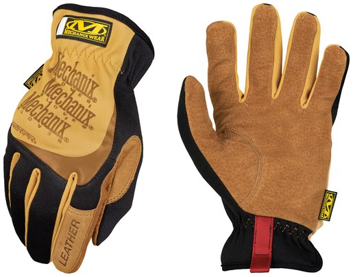 Mechanix Wear Size 9 Tan And Brown Leather FastFit Leather Full Finger Mechanics Gloves With Elastic Cuff