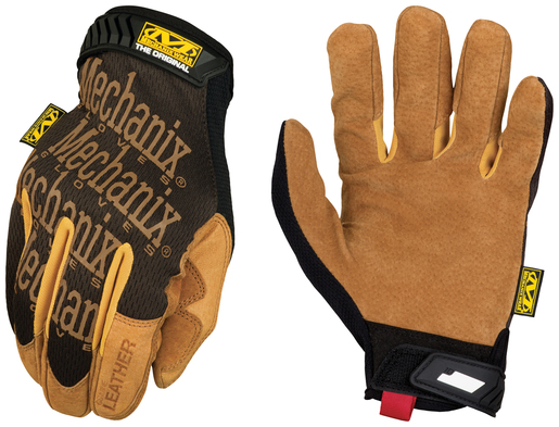 Mechanix Wear Size 8 Tan And Brown Leather Original Leather Full Finger Mechanics Gloves With Hook And Loop Cuff