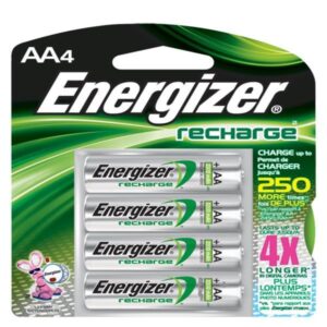 Energizer Recharge AA Batteries, 2300 mAh, 4/Pkg