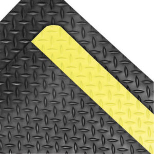 Superior Manufacturing 2' X 3' Black With Yellow Edge Rubber Notrax Anti-Fatigue Floor Mat With PVC Foam Back